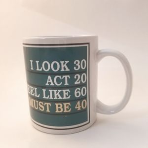 Vintage coffee mug 40th birthday gag gift